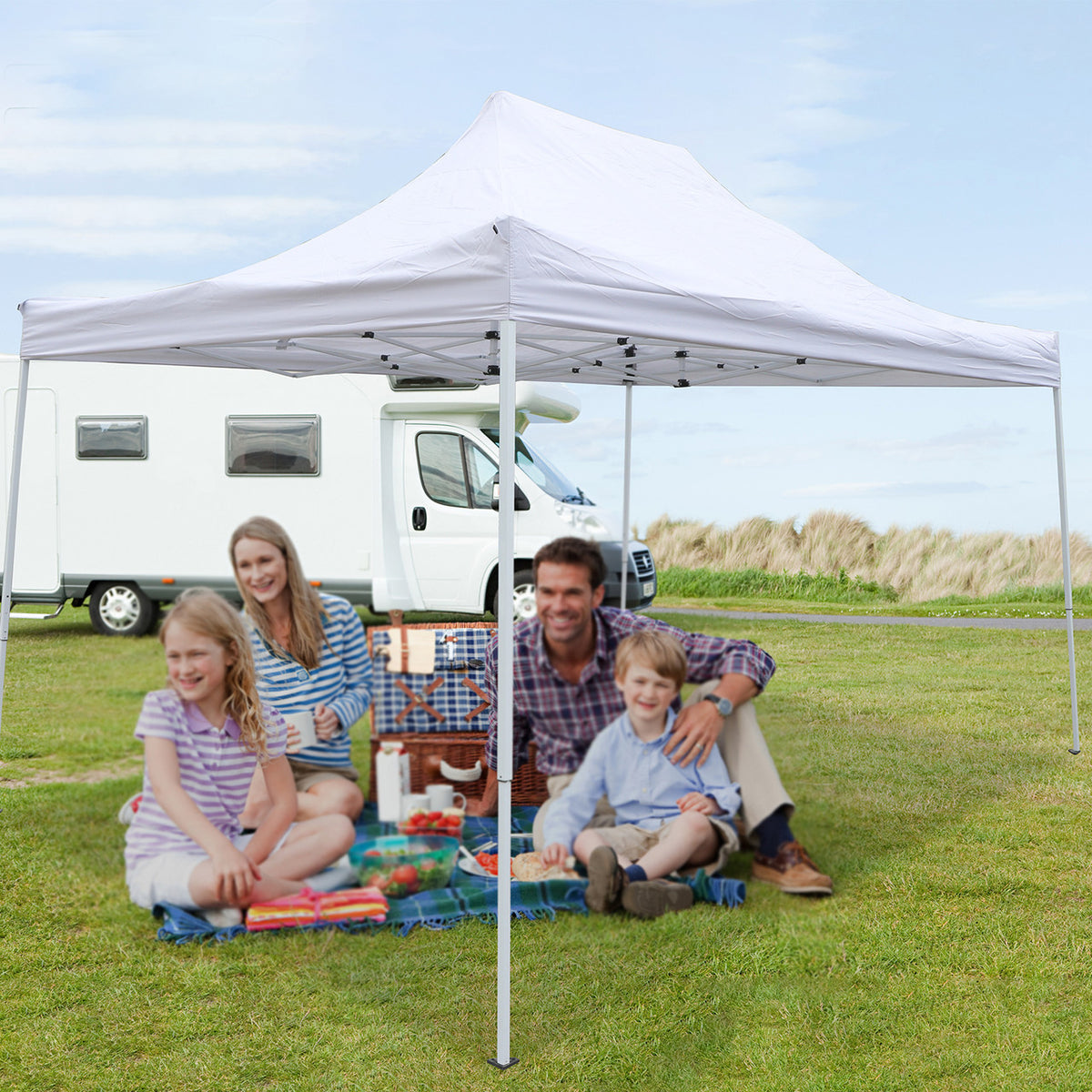 10x15 ft Pop up Canopy Carport, White H408