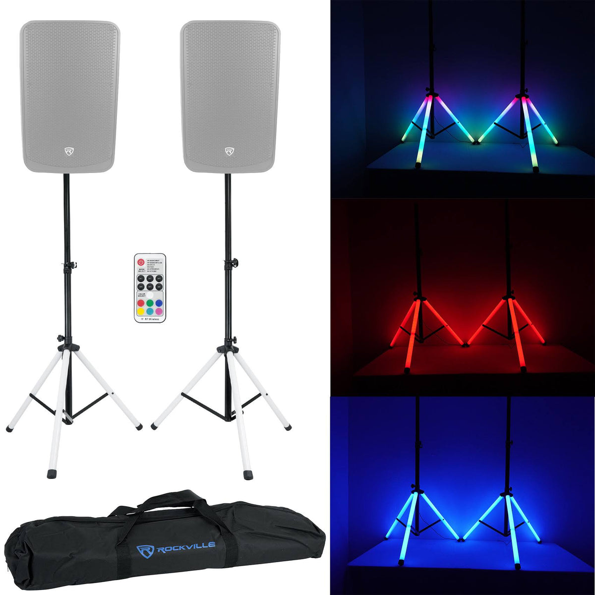 12x22 Powered 600W DJ PA Speakers with Bluetooth and Stands L4785