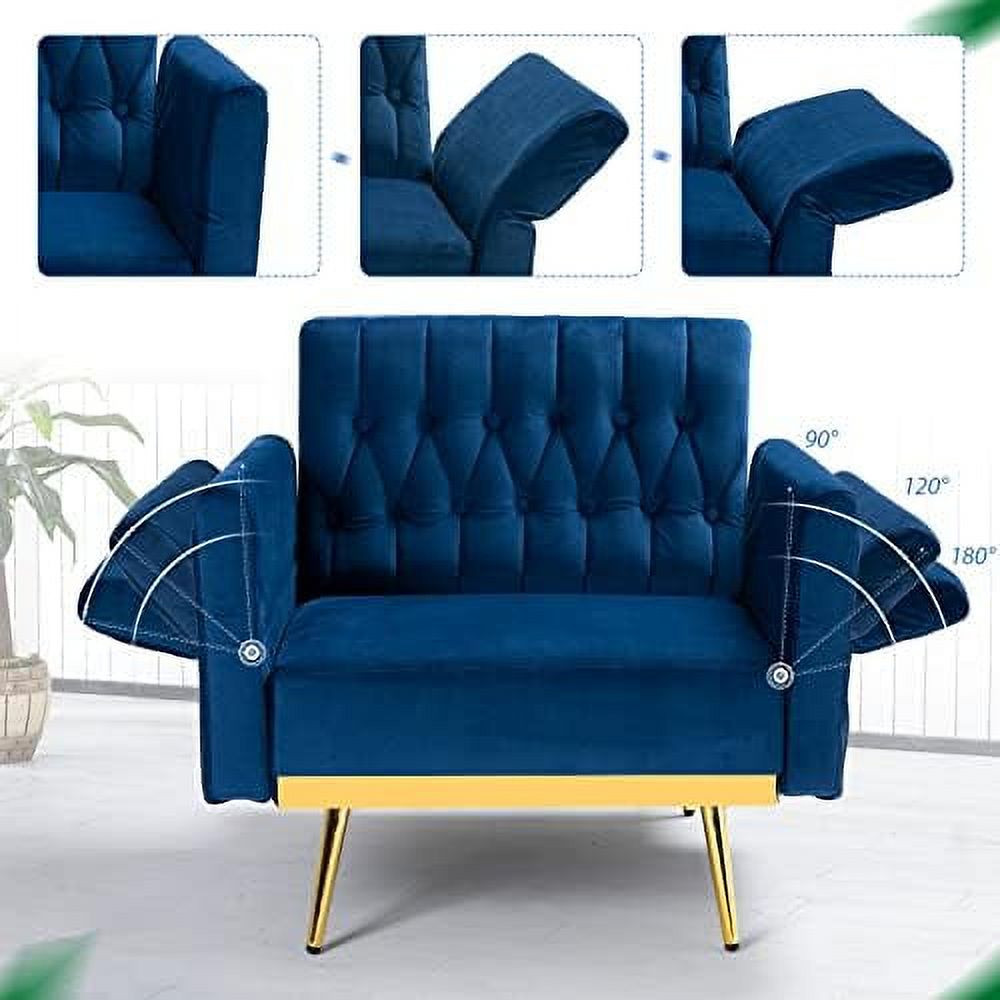 Orange Velvet Accent Chair with Ottoman Pillow V5327