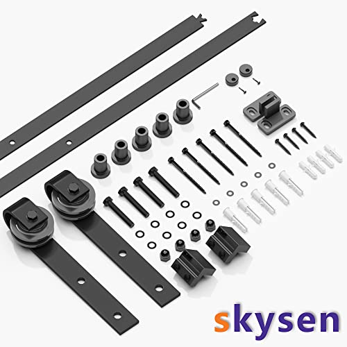 6FT Sliding Barn Door Hardware Kit Black S8358