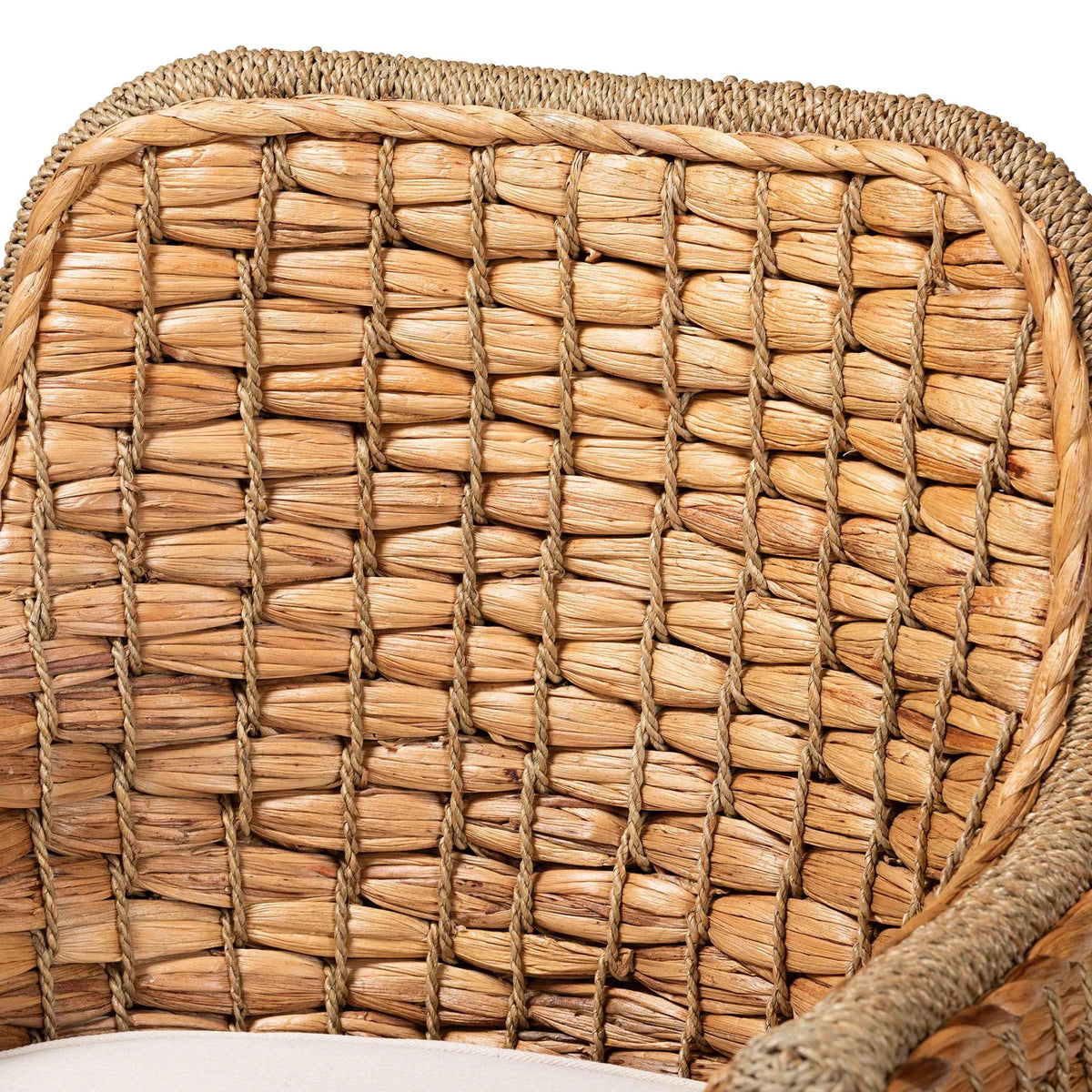 Natural Brown Woven Rattan Dining Arm Chair with Cushion U645