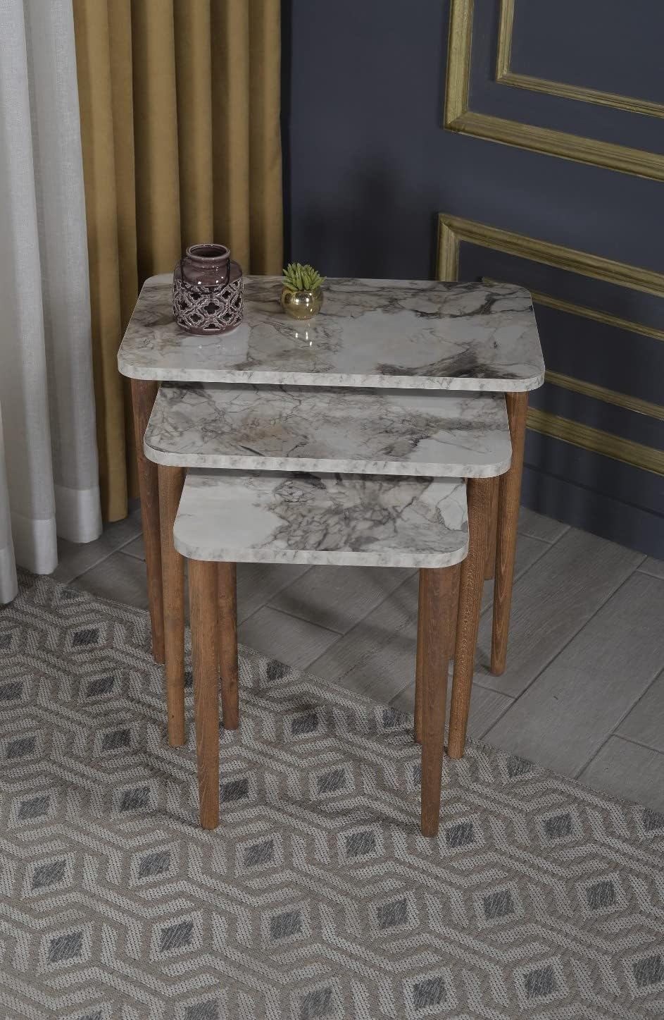 Set of 3 High Gloss Nesting End Tables Y121