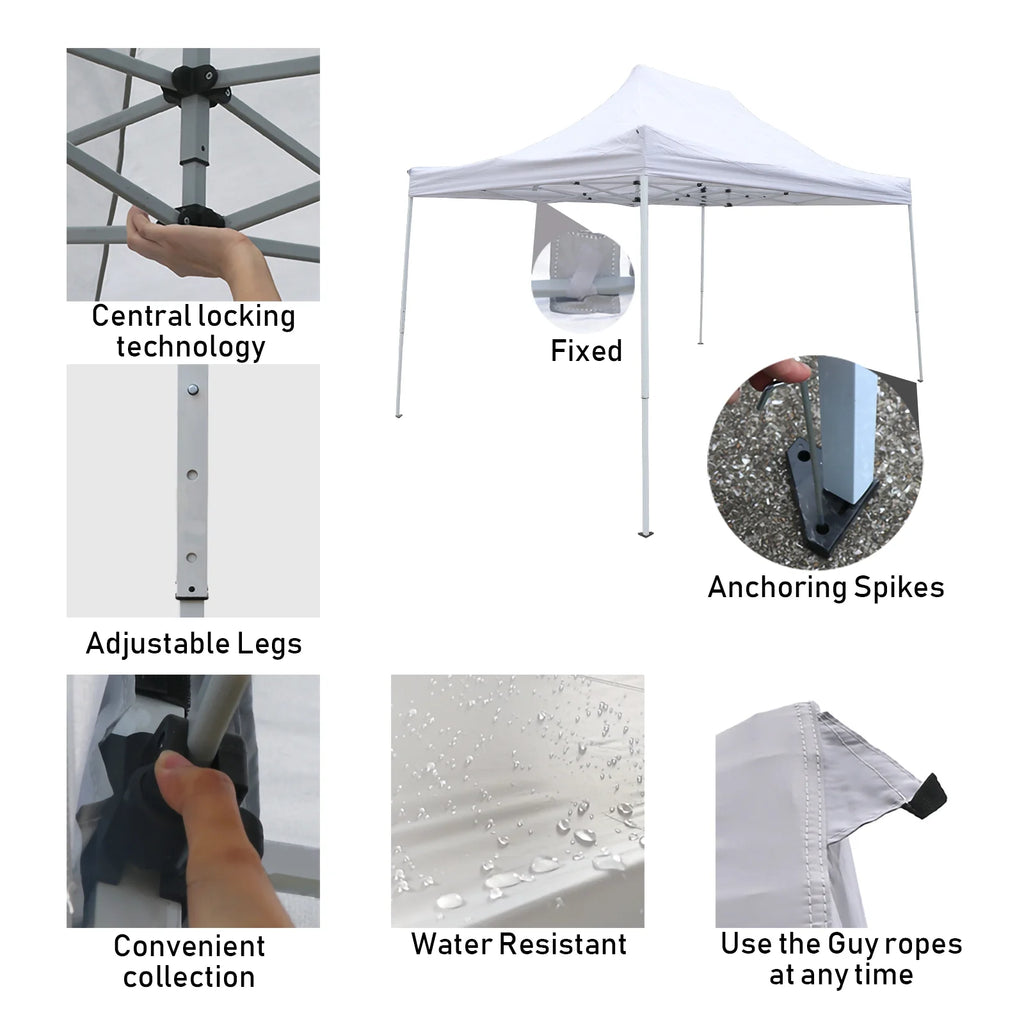 10x15 ft Pop up Canopy Carport, White H408