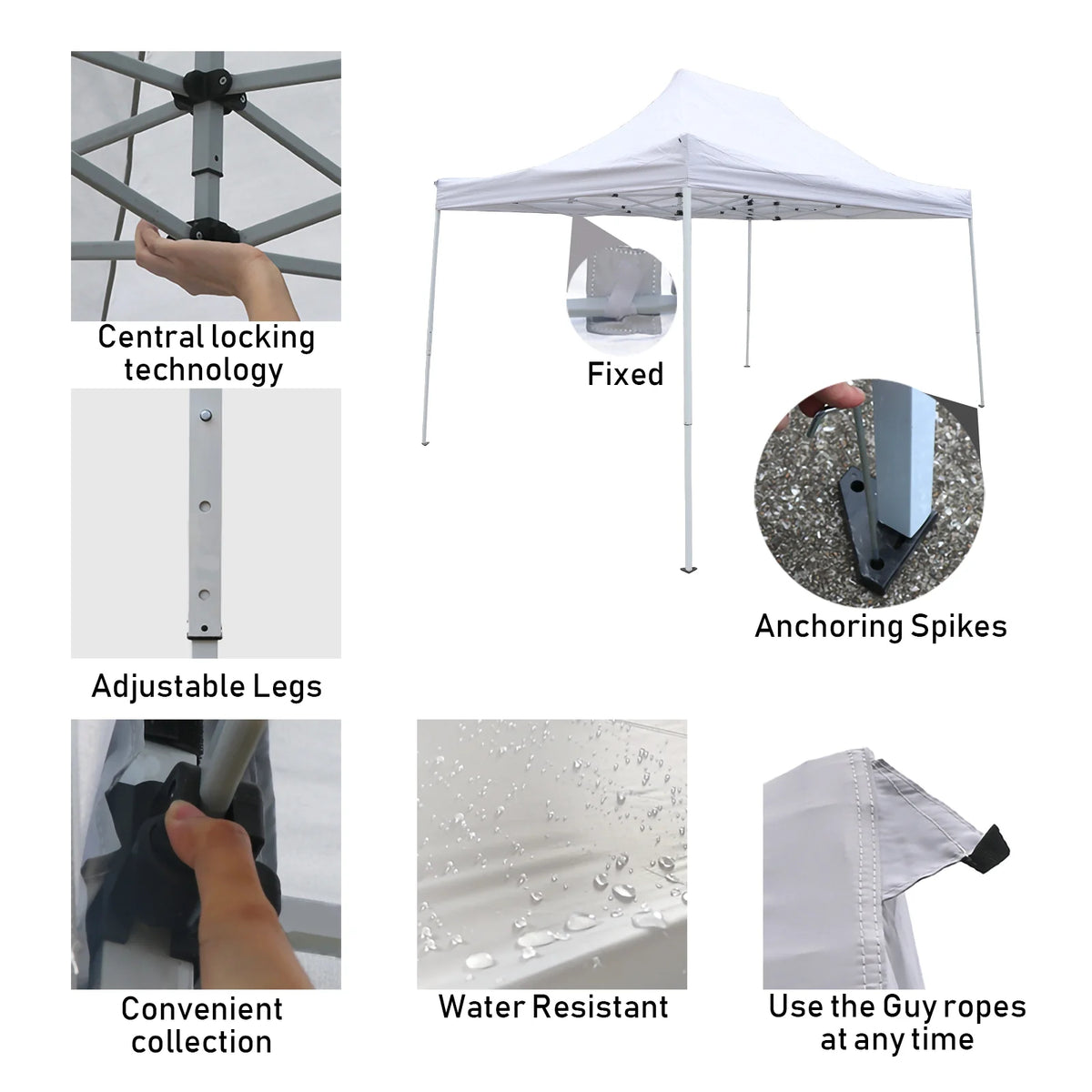 10x15 ft Pop up Canopy Carport, White H408