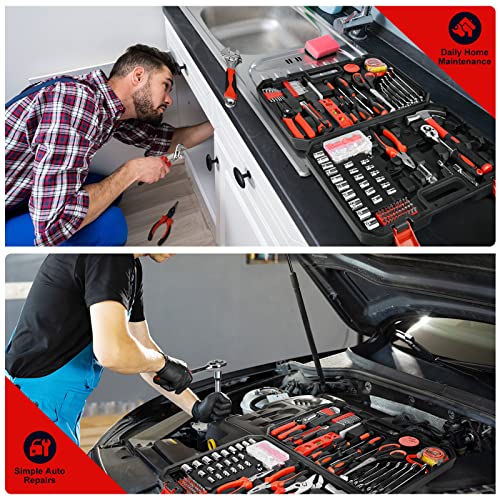 287PCs Hand Tool Set with Hammer, Pliers, Ratchet Wrench, Socket, Portable Tool Box G26647