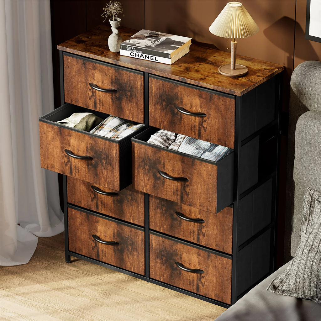 Brown 8 Fabric Drawer Dresser TV Stand X133