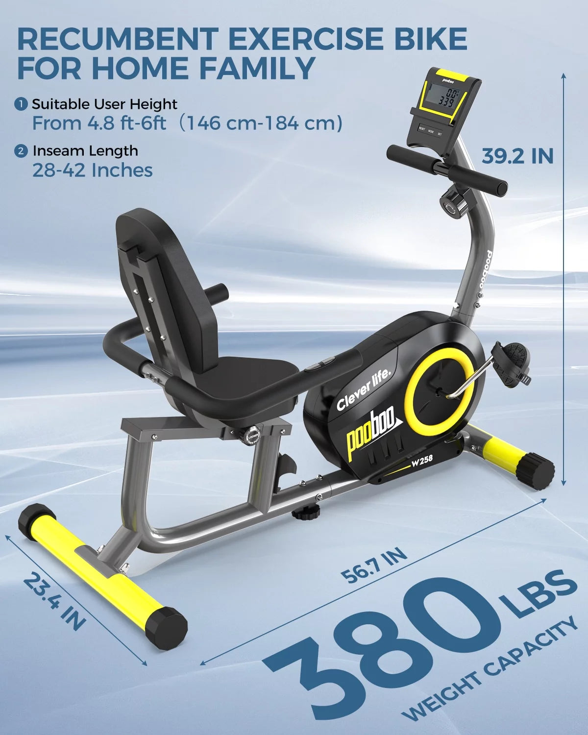 Recumbent Exercise Bike Belt Drive Indoor Cycling Bike A27834