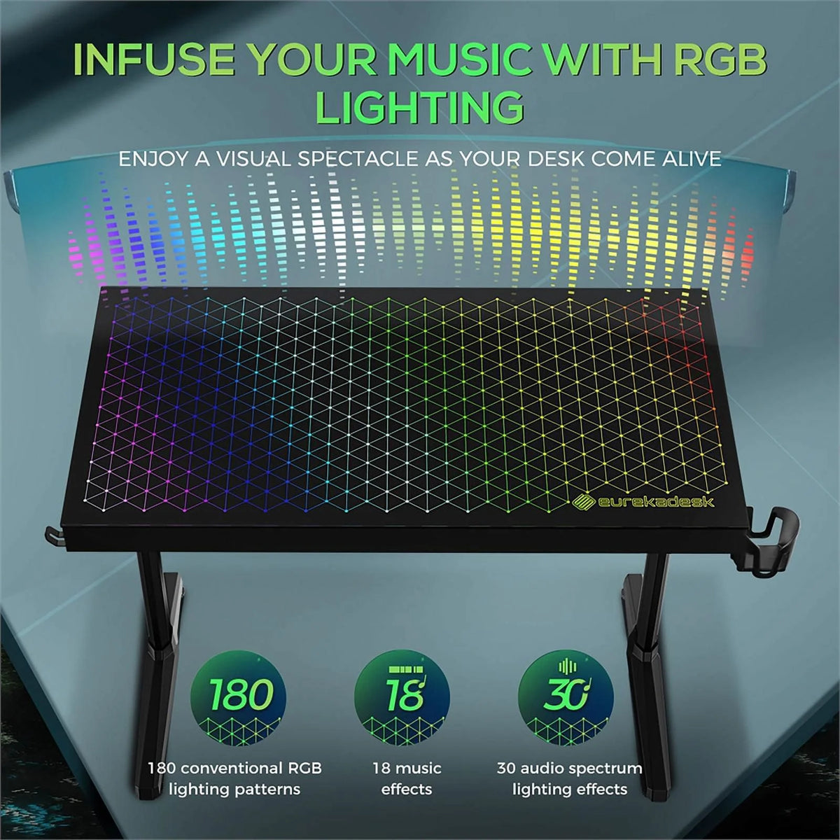 Black Metal Gaming Desk with Tempered Glass Top C435655