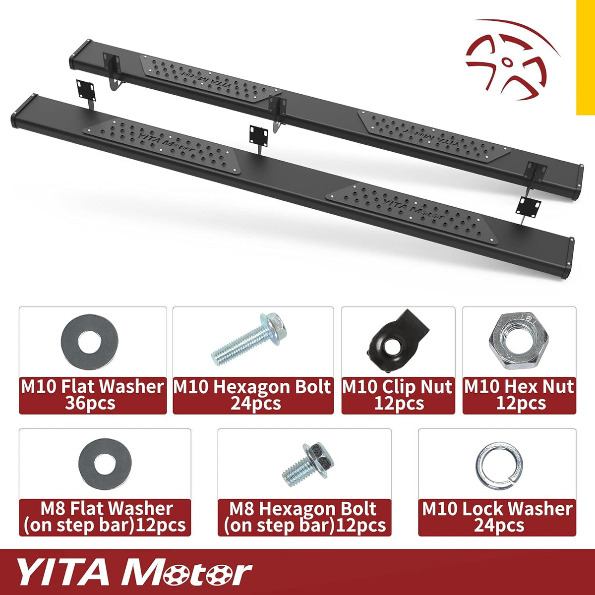 6.5 Inches Aluminum Running Boards Side Steps Nerf Bars B326549