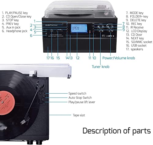 Bluetooth Record Player Turntable with Stereo Speaker R298