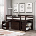 Twin Wood Loft Bed with Cabinet and Study Desk U205838