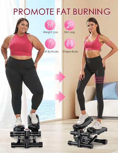 Mini Stepper with Resistance Bands, Adjustable Height Fitness Stepper Machine J814