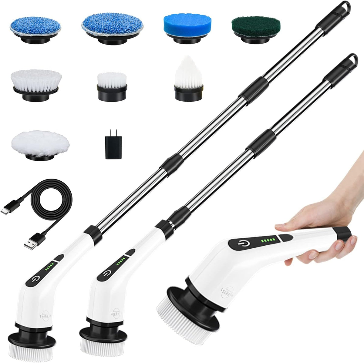 Cordless Electric Spin Scrubber with 8 Replaceable Brush Heads T1887