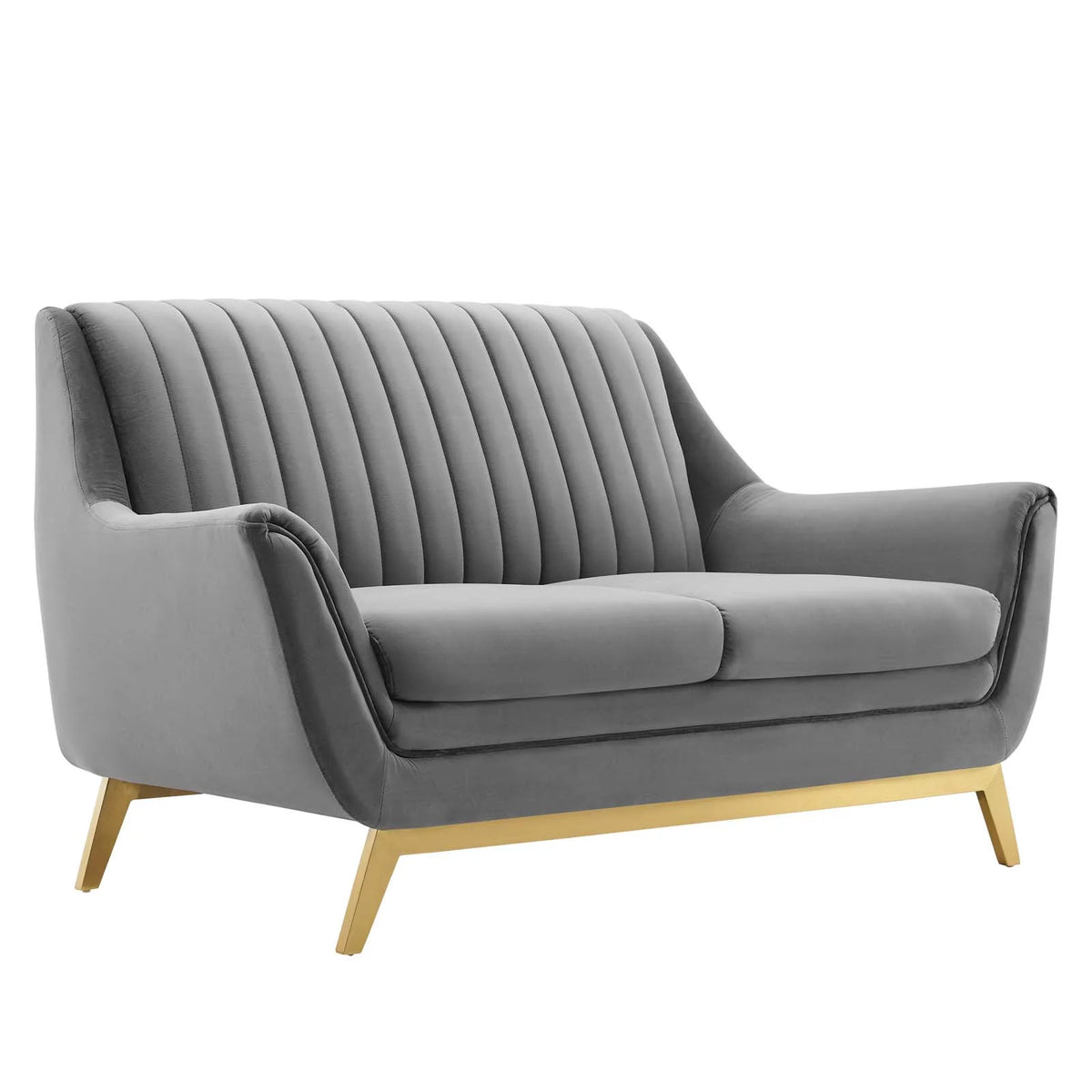 Gray Channel Tufted Performance Velvet Loveseat C9905