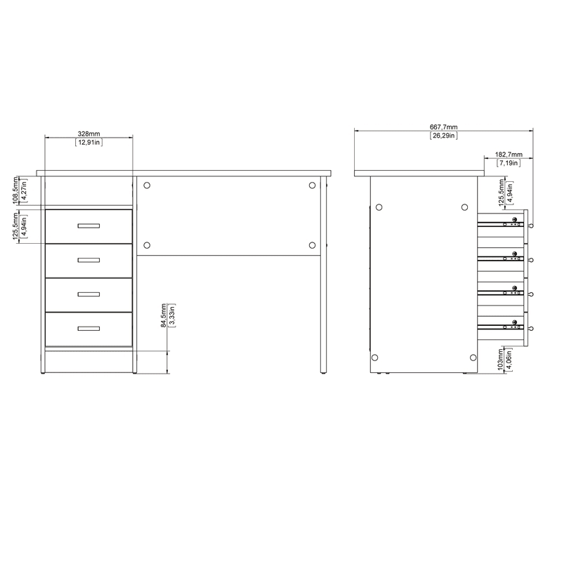 White Wooden Writing Desk Set U297749