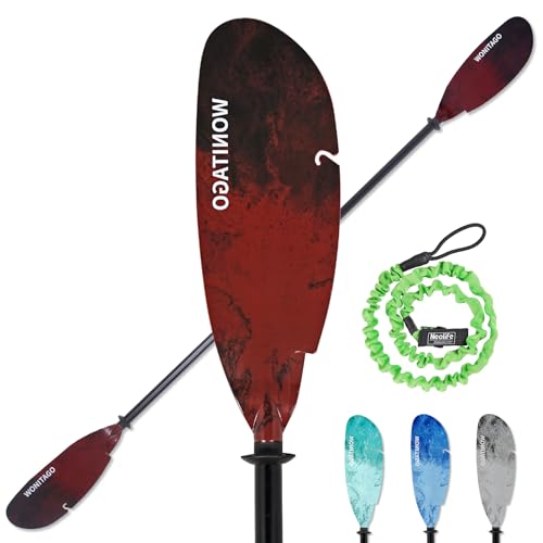 Aluminum Kayak Paddle with Plastic Blades and Paddle Leash, 3 Piece L6511