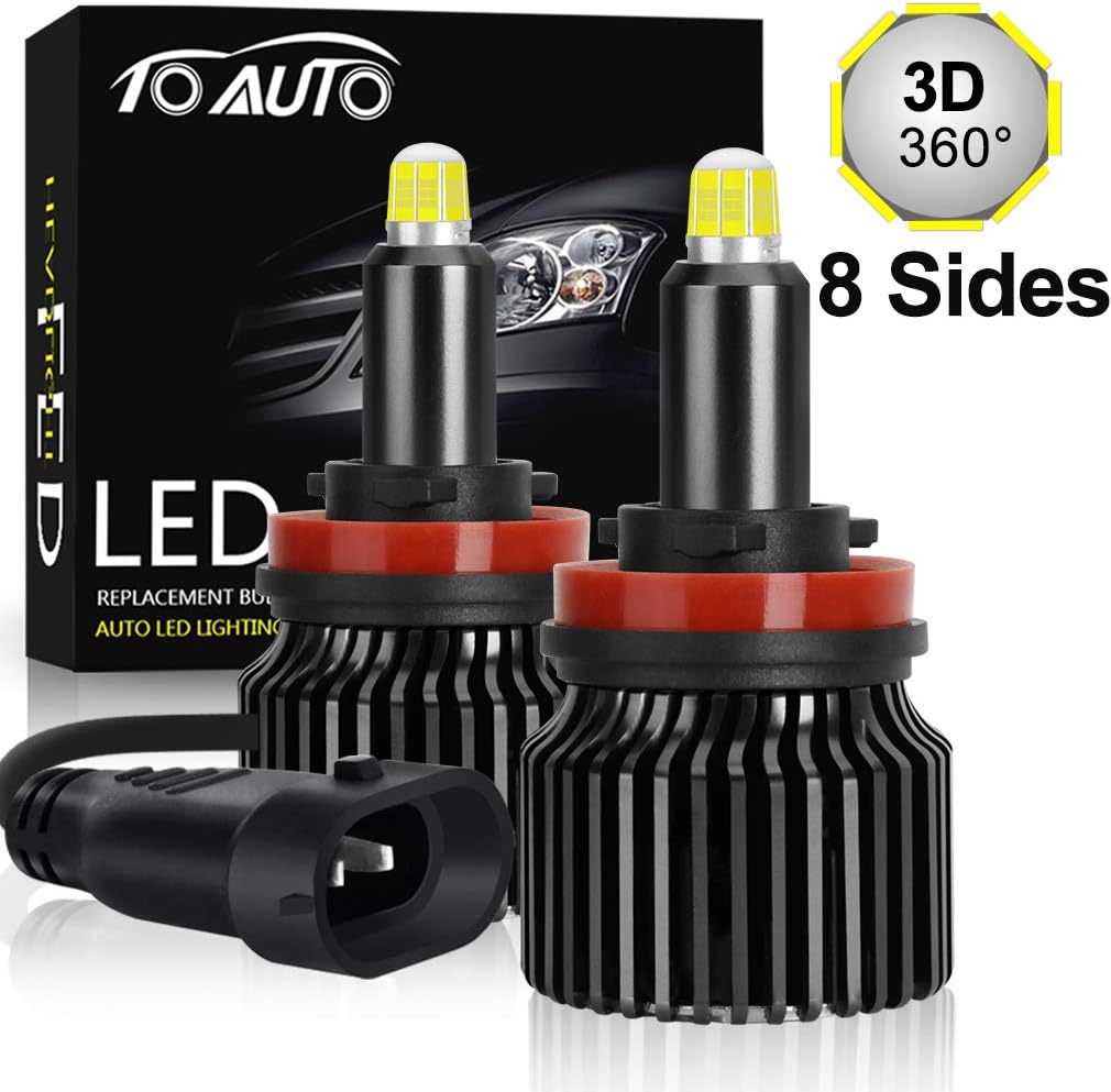 H1 LED Headlight Bulbs 60W 8 Sides CSP Chips 360 Degree 6000K 12000LM Conversion Kit Pack of 2 S23499