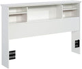 Glacier White Wooden Full-Queen Bookcase Headboard P14430