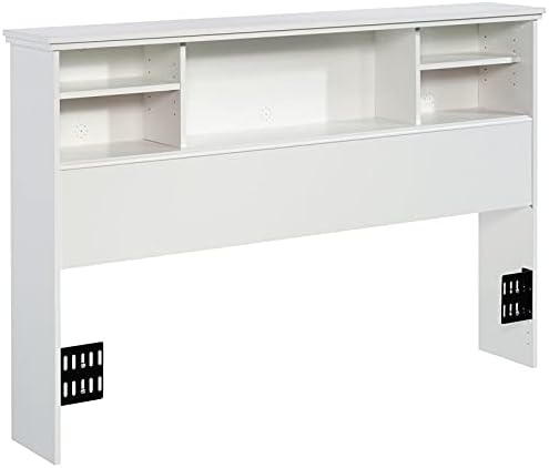 Glacier White Wooden Full-Queen Bookcase Headboard P14430
