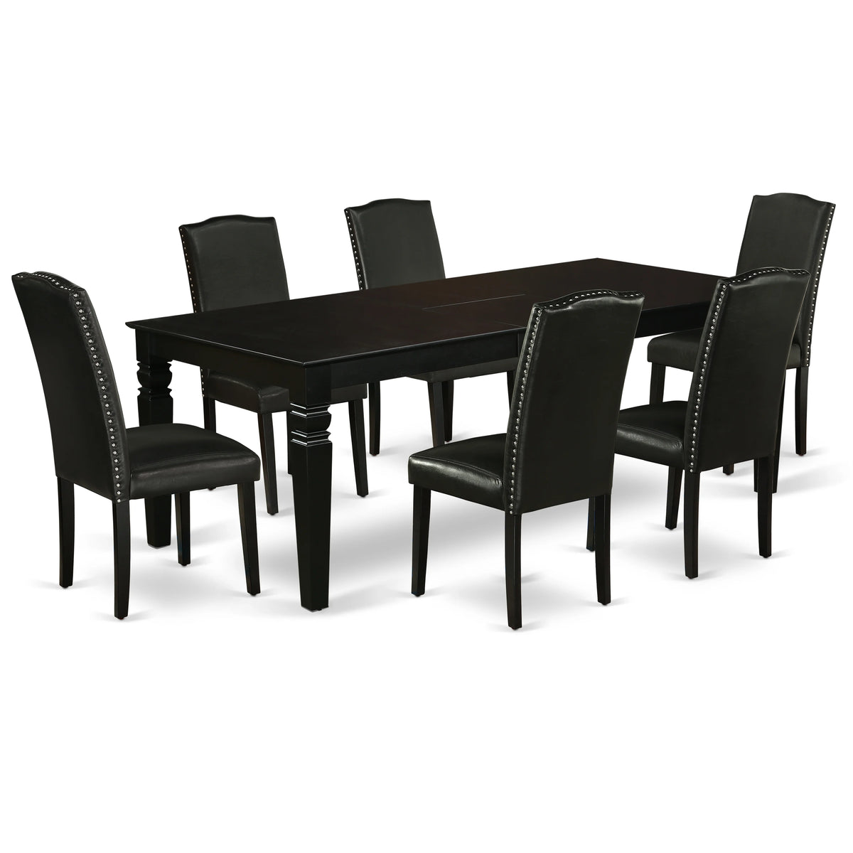 Black Leather Seat 7-piece Wood Dining Set E42338