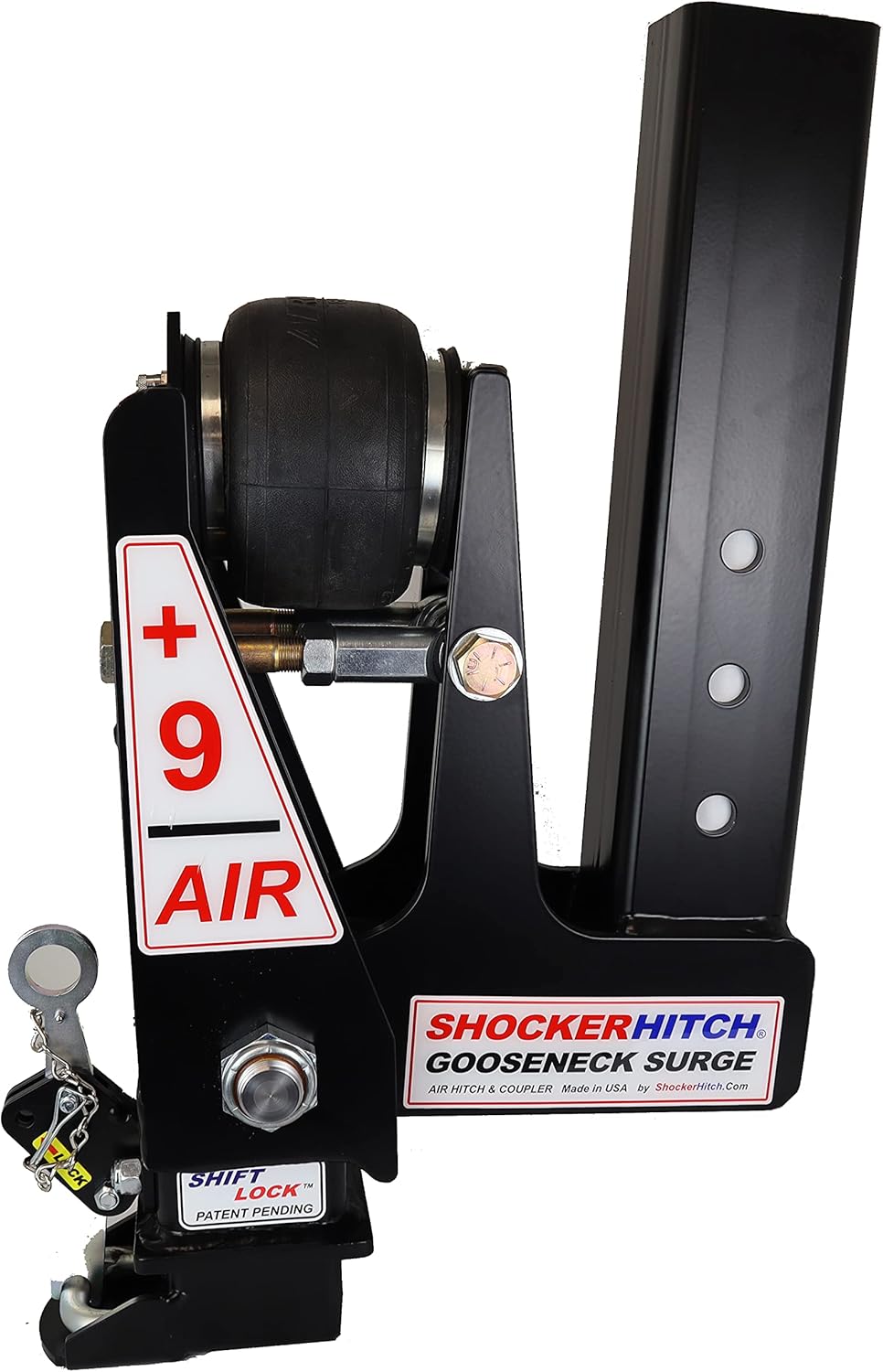 Gooseneck Air Hitch & Coupler, Square 4" Straight Pin 30K Coupler 9" Offset R13049