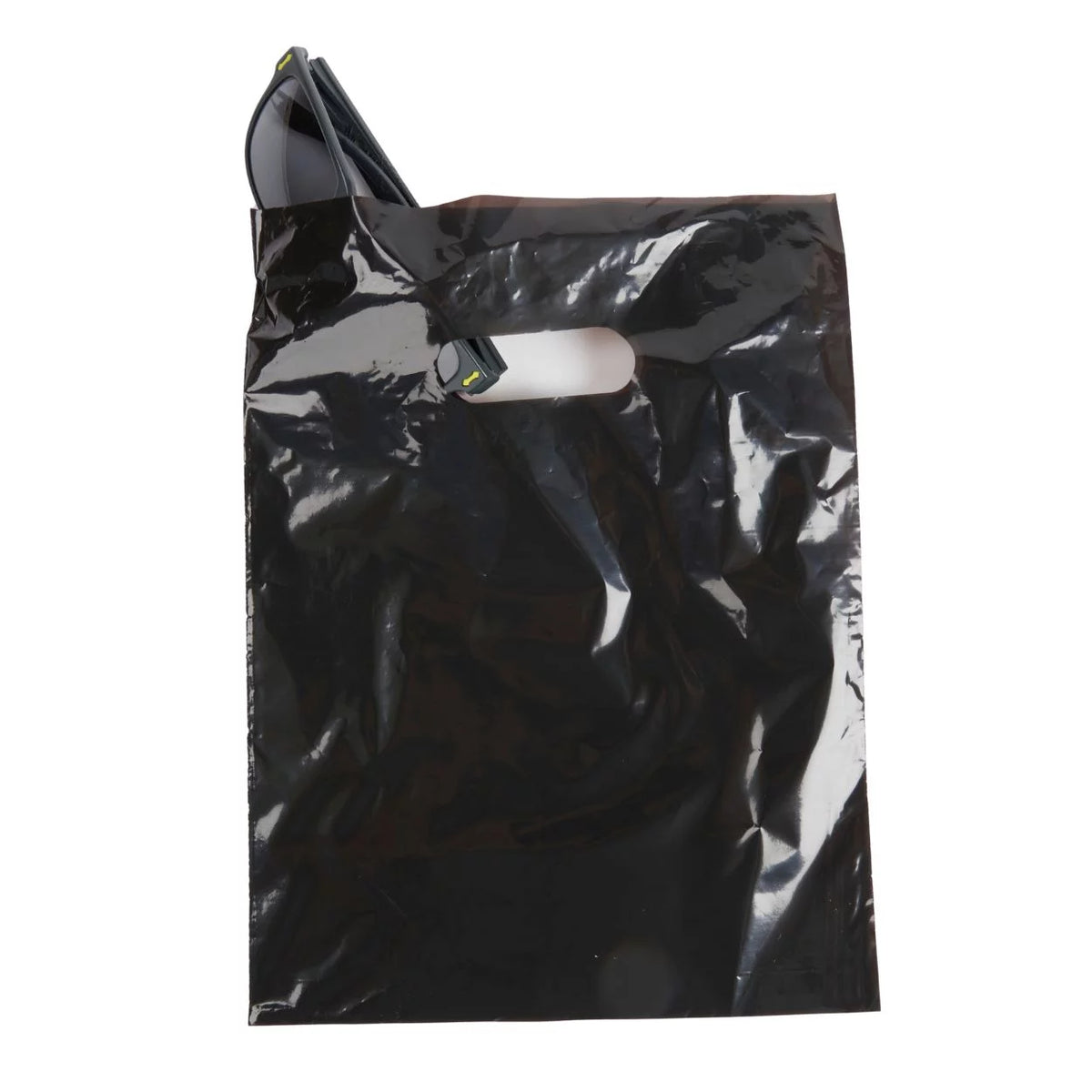 Black Plastic Merchandise Shopping Bags with Die Cut Handles 9" x 12" Case of 1,000 P7171