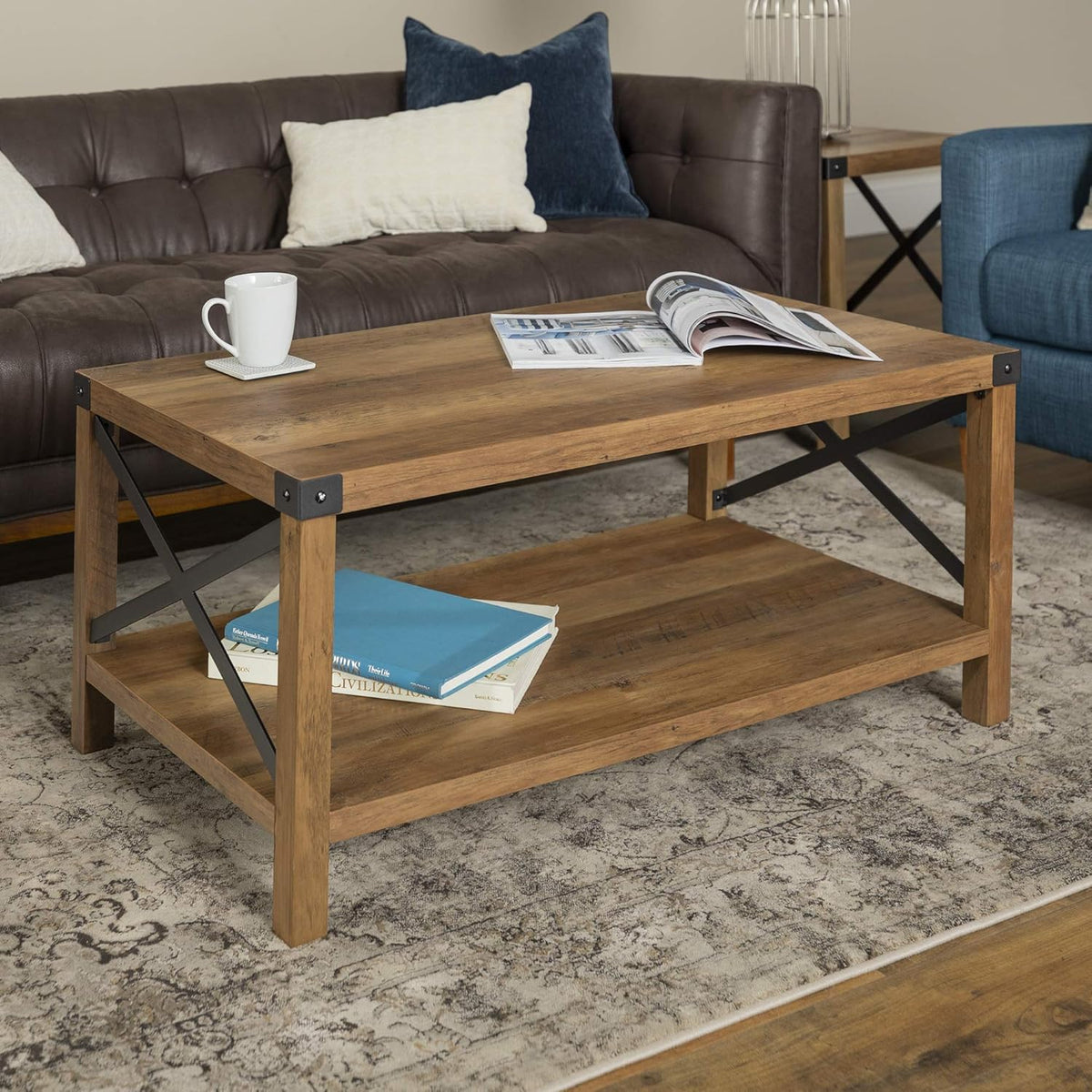 58 Inch Reclaimed Barnwood TV Stand Cabinet S393