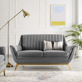 Gray Channel Tufted Performance Velvet Loveseat C9905