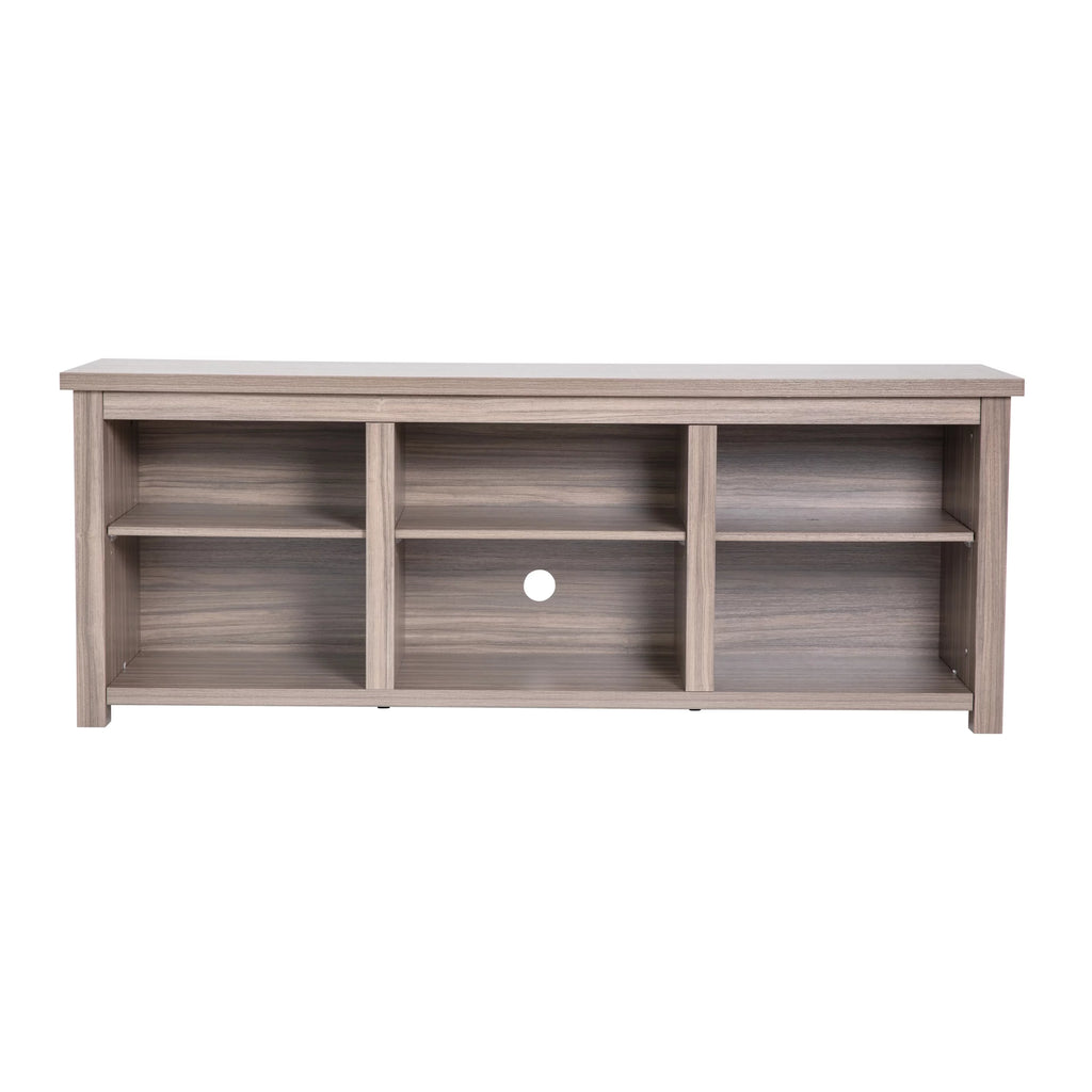 Gray Wash Oak Finish 65" Media Console with 6 Open Storage Shelves W7107