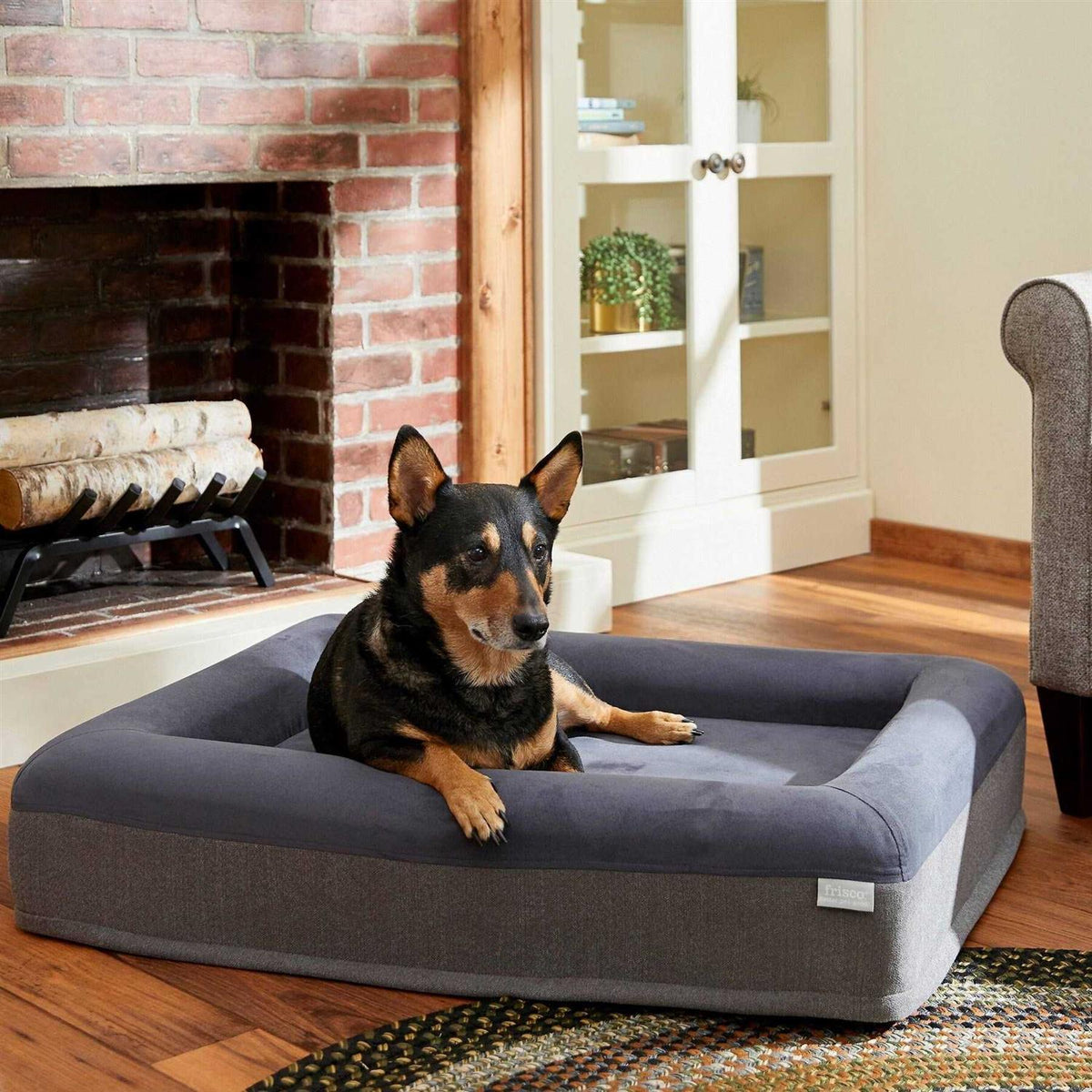 Orthopedic Rectangular Bolster Cat Dog Bed with Removable Cover P222085