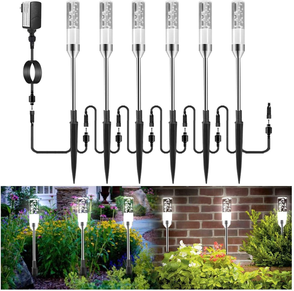 6 Pcs 4.8W LED Pathway Lights IP65 Waterproof Cool White 6000K M517321