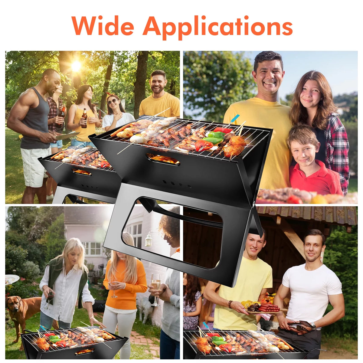 Foldable Charcoal Stainless Steel BBQ Grill V35557