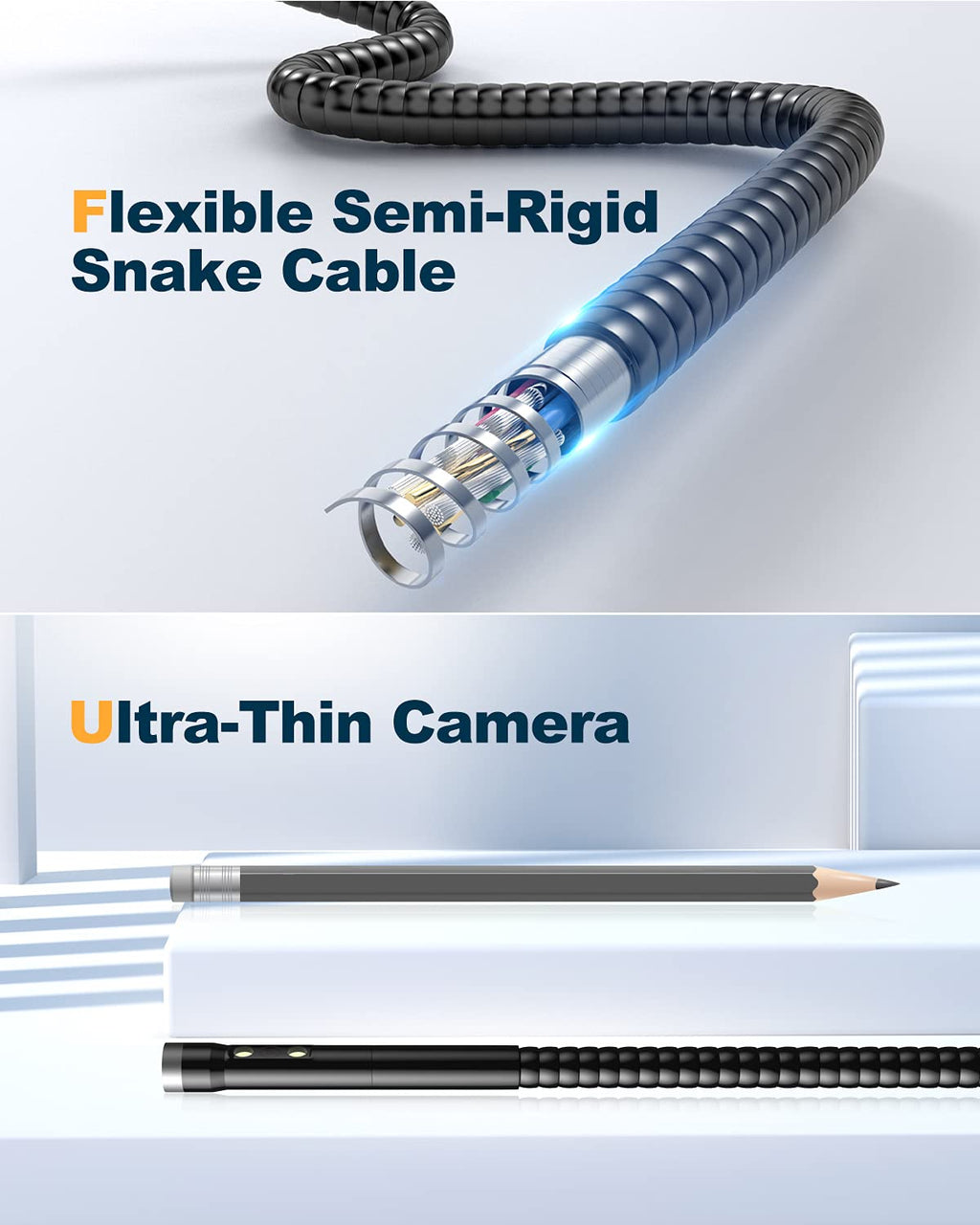 Dual Lens 1080P HD Borescope Endoscope Camera with 4.3' IPS Screen U429