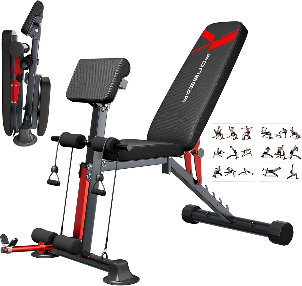 Adjustable Weight Bench, 800LBS Foldable Incline Decline Bench D281028