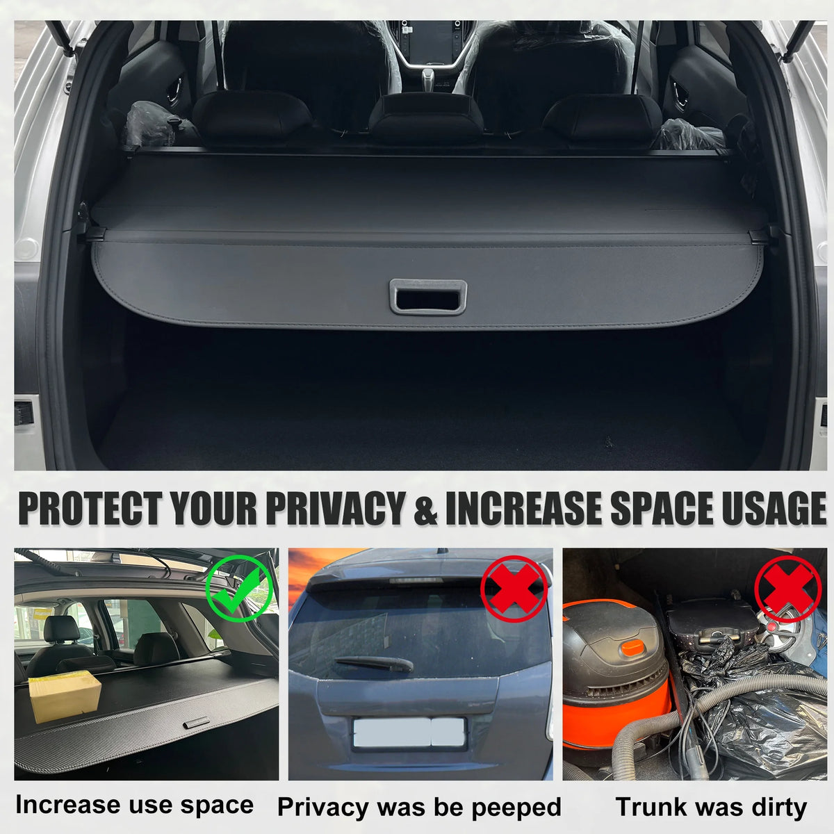 Retractable Cargo Cover for Subaru XV SUV Rear Trunk Shade Black N81773