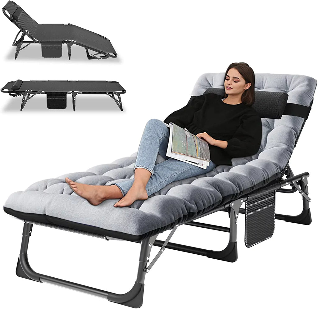 Folding Sleeping Cot with Mattress and Pillow U845352