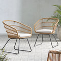 Wicker Outdoor Dining Chair with Cushion Set of 2 F119