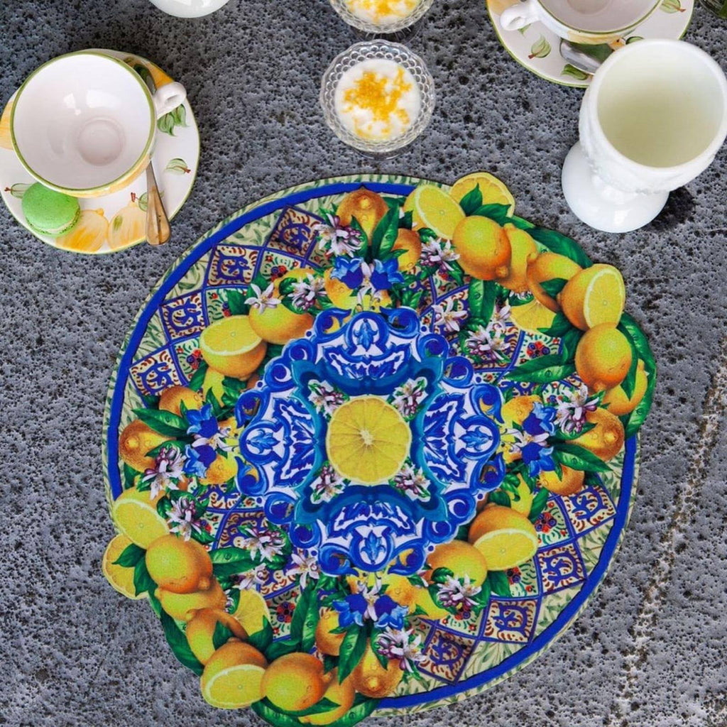 Blue & Yellow Round Polyester Placemat (Set of 2) R759