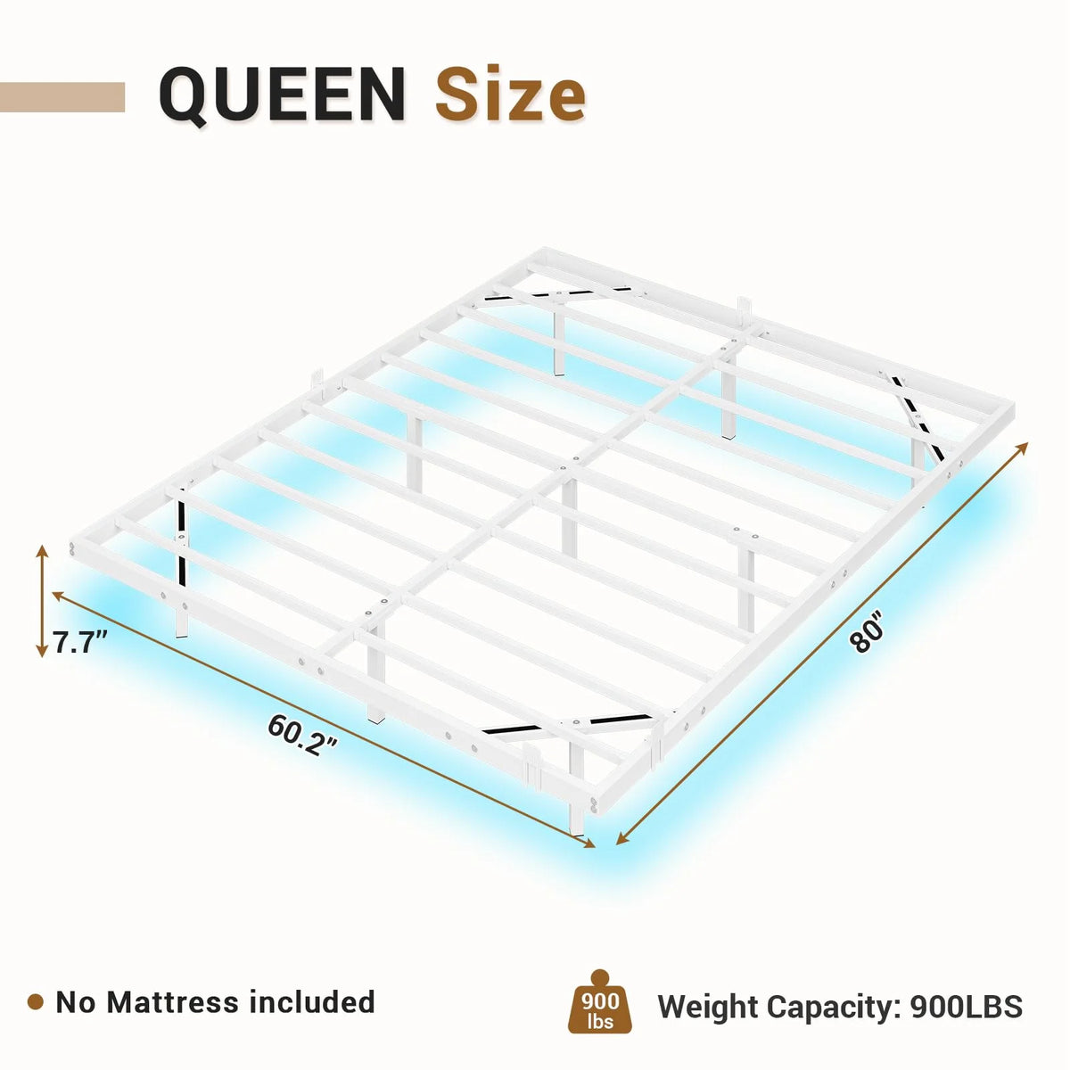Queen Size Black Metal Platform Bed Frame with LED Lights Z526829