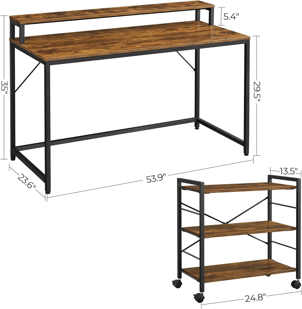 Computer Desk with Monitor Stand and Storage Shelves R919116