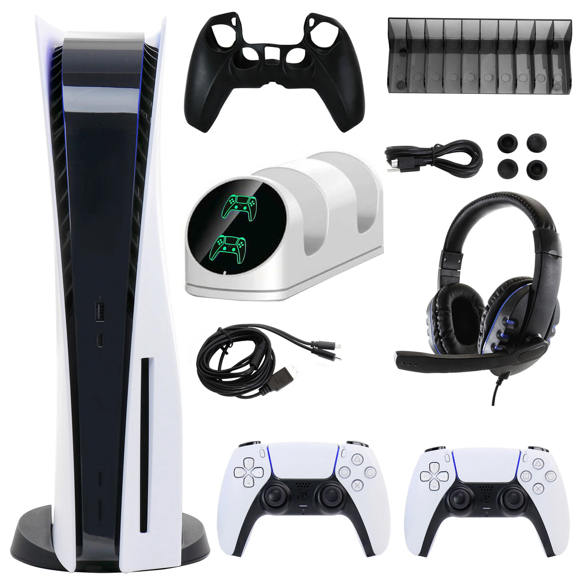 PlayStation 5 with White Dualsense Controller and Accessories Kit K6172