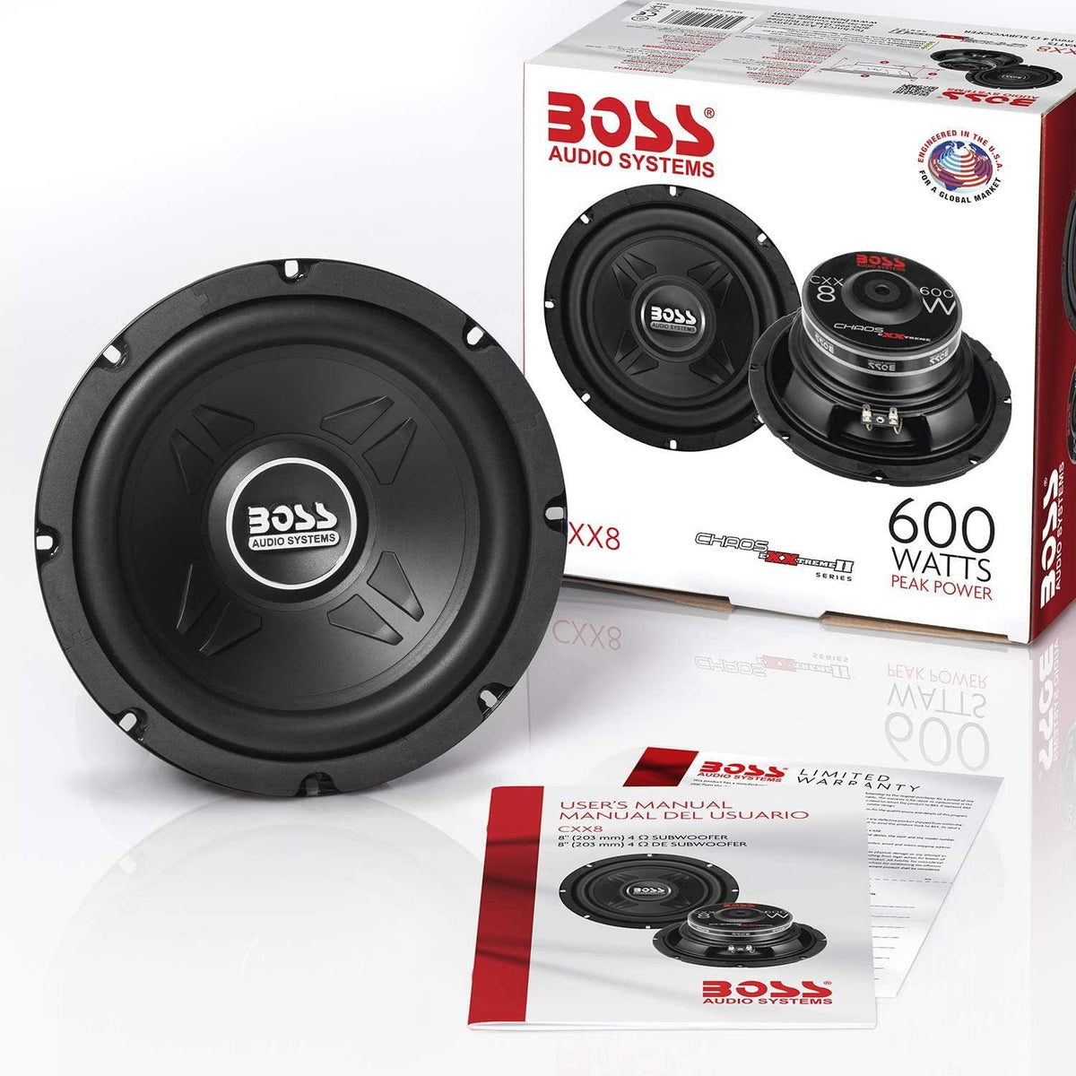 600-Watt 8-Inch Car Subwoofer Audio Speaker, Single (2 Pack) V517225