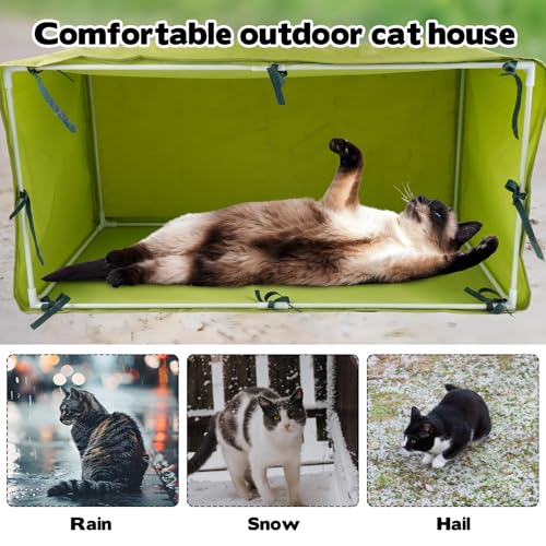 Large Size Outdoor Cat House 30"x16"x16" Cat Feeding Station Cat Outdoor Shelter W814818