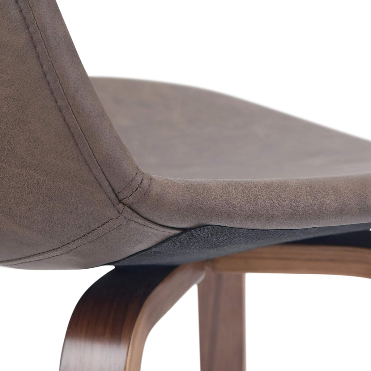 Distressed Chocolate Brown Vegan Faux Leather Bentwood Counter Height Stool Set Of 2 S8598