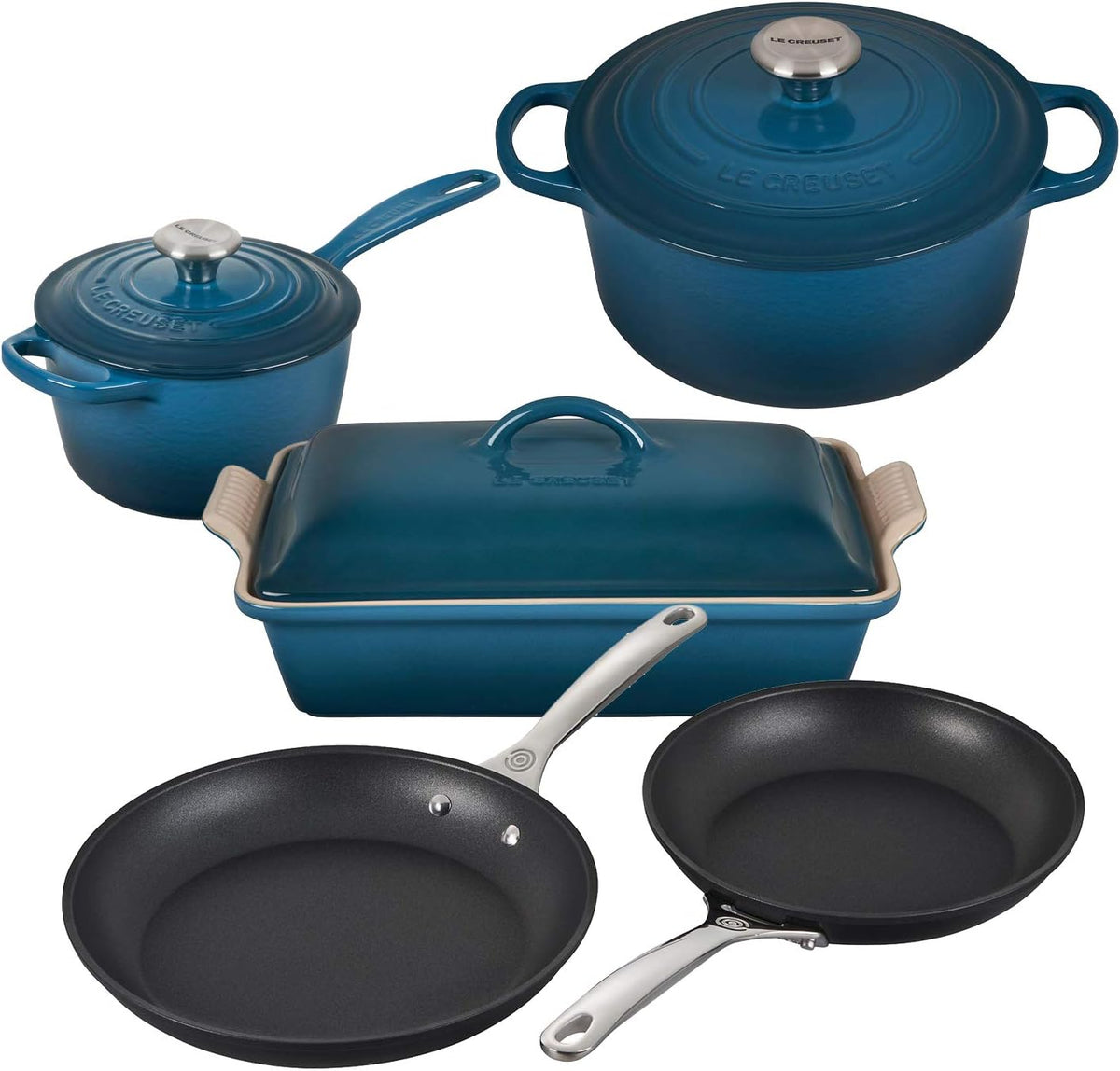 Enameled Cast Iron and Nonstick 8 Piece Cookware Set C3868