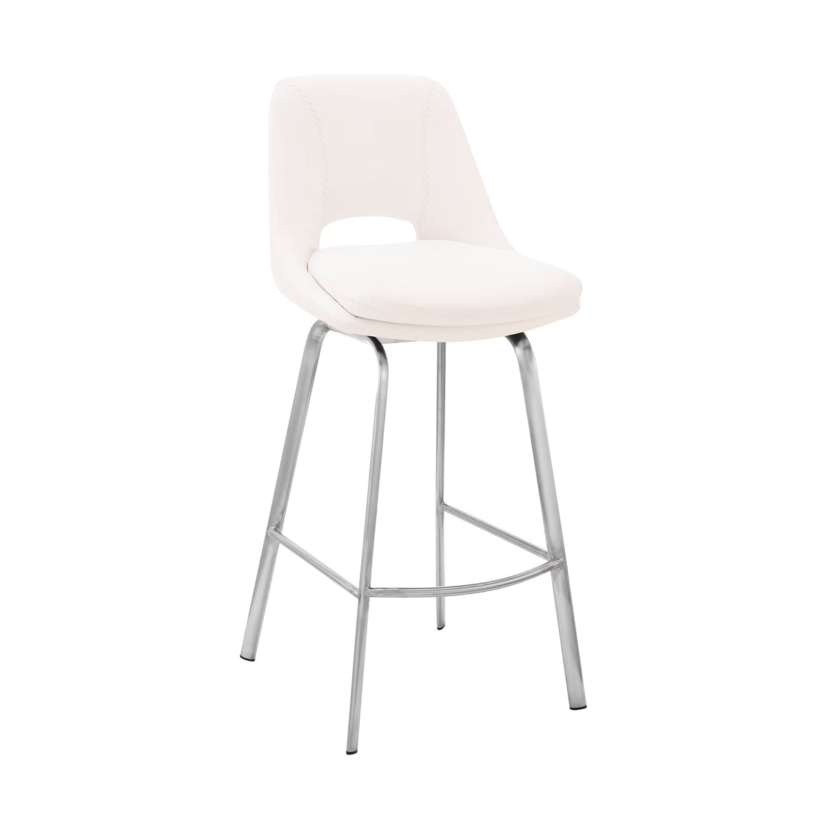 White/Steel Faux Leather Swivel Counter Stool W732268