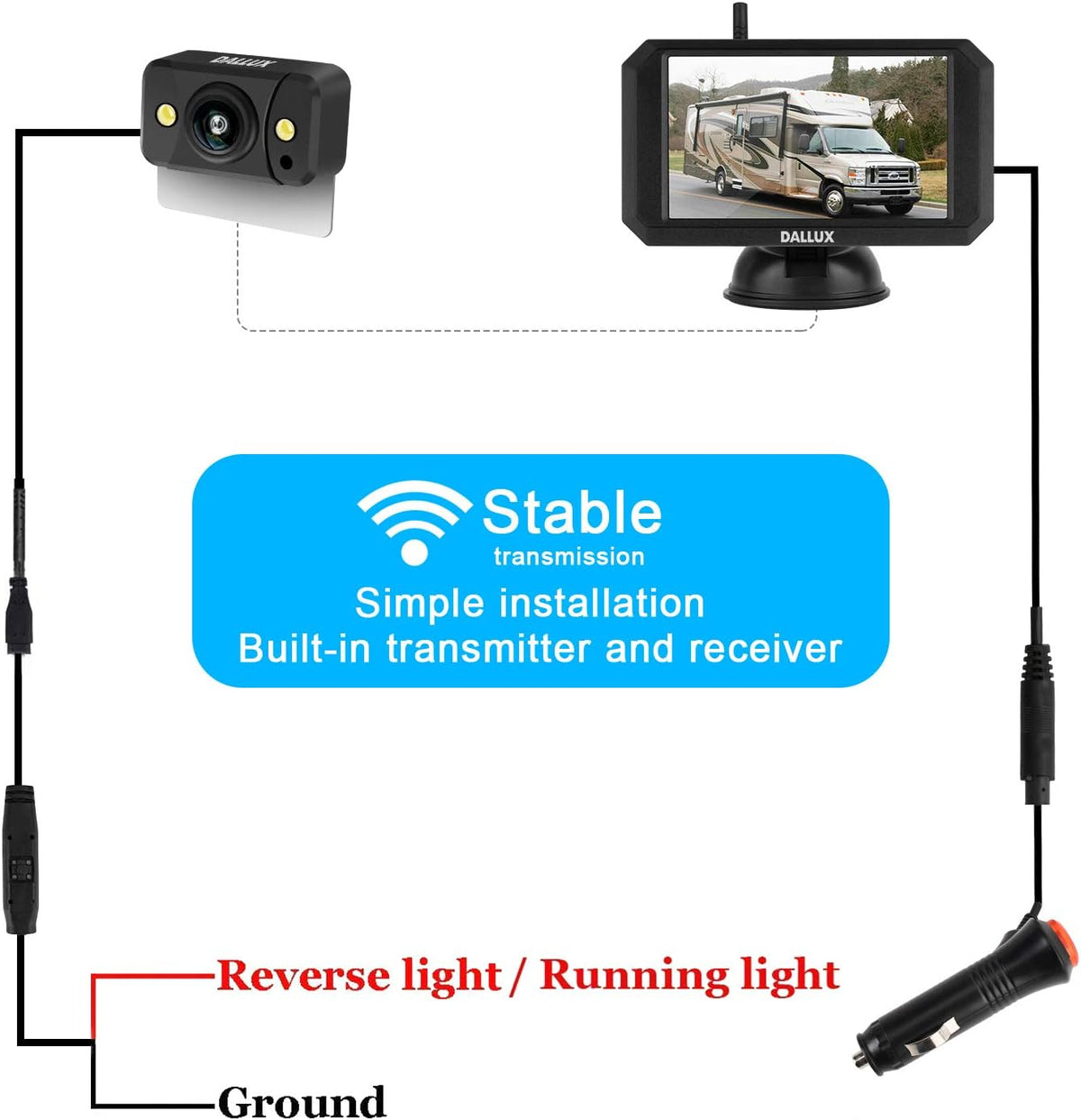 Wireless Backup Camera with 5 Inch Monitor and HD 1080P Night Vision Waterproof Camera C61457