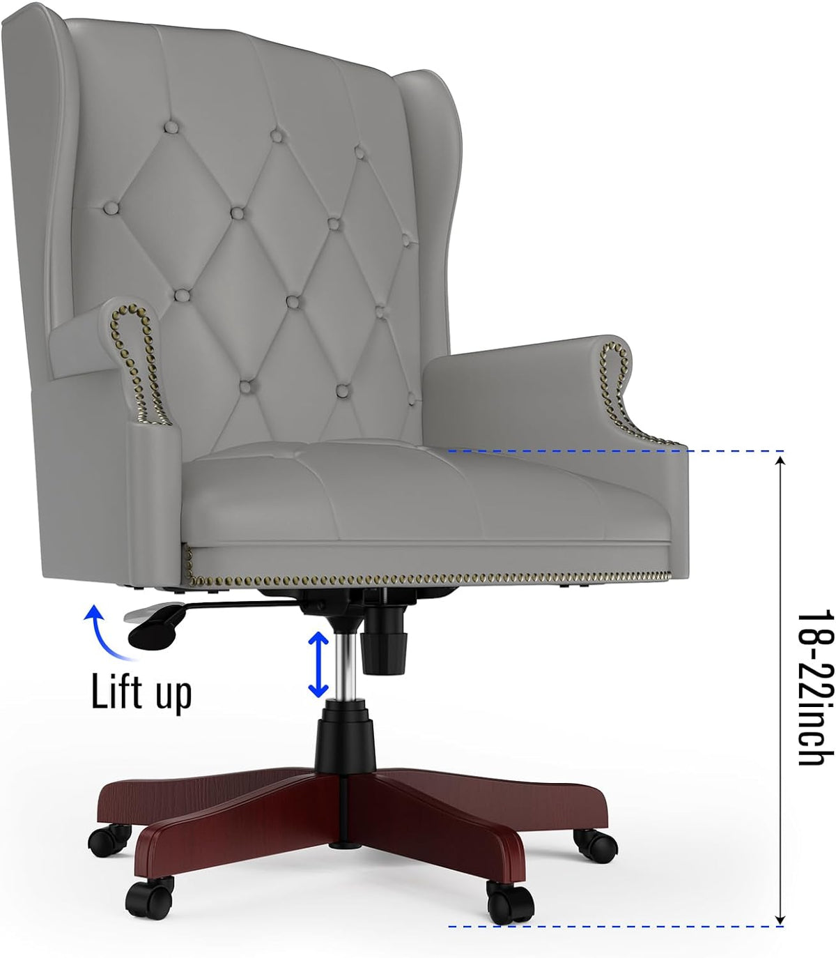 Gray High Back PU Leather Office Chair with Caster Wheels J283
