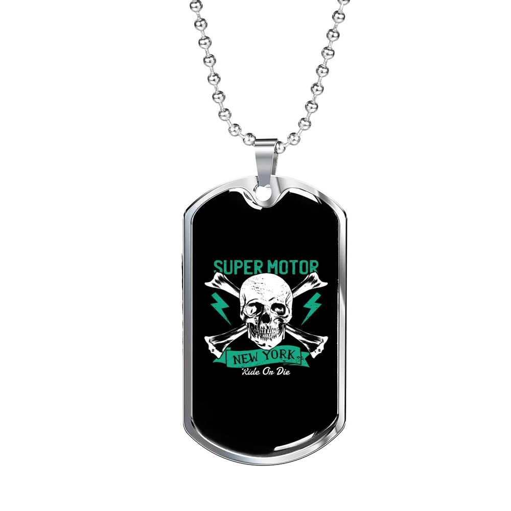 Stainless Steel or 18k Gold Dog Tag Necklace B774