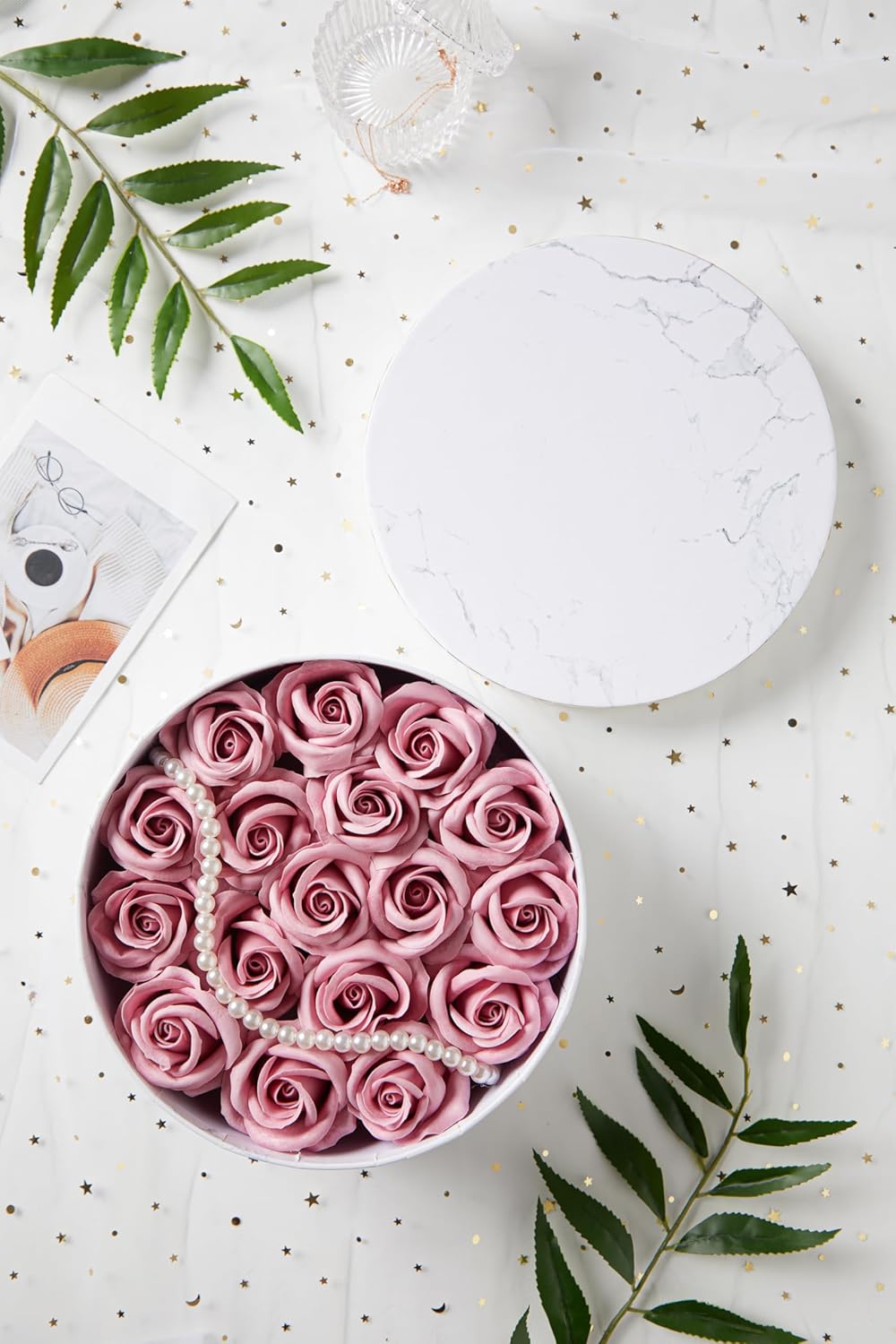 Flower Bath Soap in Round Gift Box (White Pink) T76229